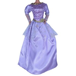 Barbie Disney Princess Rapunzel Gown Long Dress Purple Gold Glitter Satin #C302G